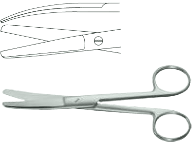 Ножиці операційні, тупокінцеві, зігнуті, 165 мм Surgimax 04-189-16